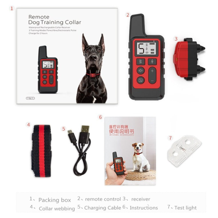 500m Dog Training Bark Stopper Remote Control Electric Shock Waterproof Electronic Collar(Red) - Home & Garden by buy2fix | Online Shopping UK | buy2fix