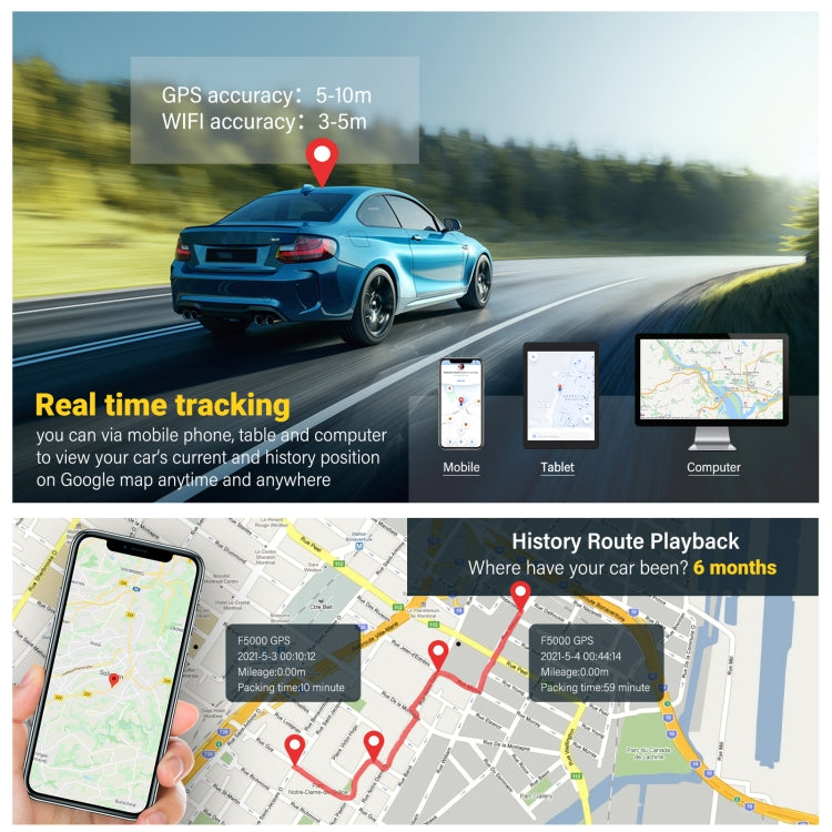 TK808 5000mAh GPS Intelligent Waterproof Multifunctional Vehicle Tracking Tracker (Black) - Car Tracker by buy2fix | Online Shopping UK | buy2fix