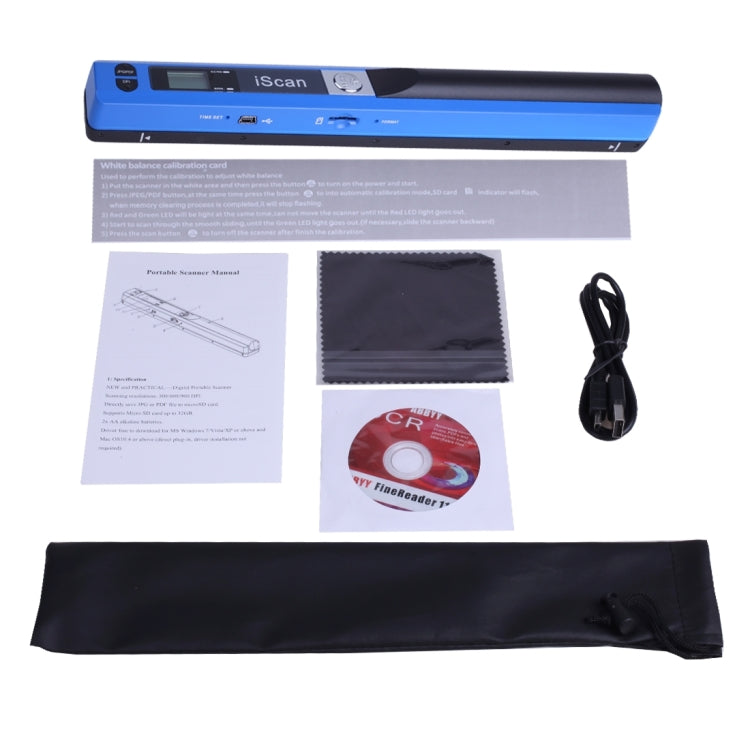 iScan01 Mobile Document Handheld Scanner with LED Display, A4 Contact Image Sensor(Blue) - Consumer Electronics by buy2fix | Online Shopping UK | buy2fix